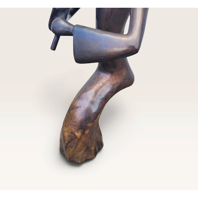 Large Late 20th Century French Bronze Female Flute Player Sculpture For Sale - Image 9 of 18