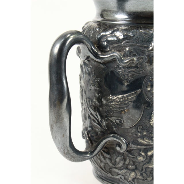 1800's Rare Reed & Barton Silvered Embossed Trophy Urn Vase Fenix Bird, Blank For Sale - Image 13 of 18