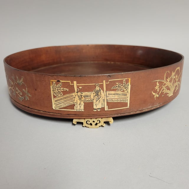 Late 19th Century Antique Chinese Inlaid Marriage Tray With Figural and Floral Scenes, Late Qing For Sale - Image 5 of 13