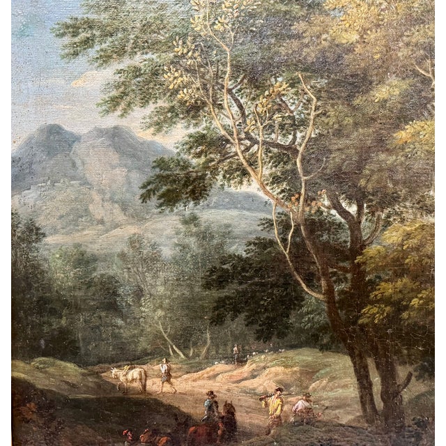 Attributed to Burisi, Italian Landscape, 1800s, Oil on Canvas For Sale - Image 3 of 5