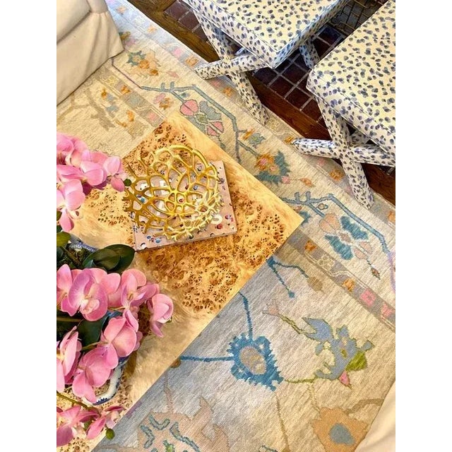 Traditional Modern Handknotted Oushak Rug in Cream with Electric Pink, Orange & Blue, 8' x 10' For Sale - Image 3 of 6