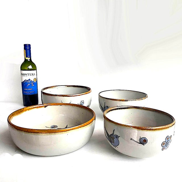 Mexican Vintage Set of Tonala El Palomar Blue Serving Bowls by Ken Edwards Pottery, 4 Pieces For Sale - Image 3 of 17