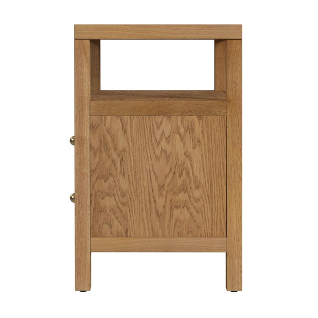 2020s Nora 21 in. W Rectangular Wood 2 Drawer Nightstand with Open Shelf, Light Natural For Sale - Image 5 of 8