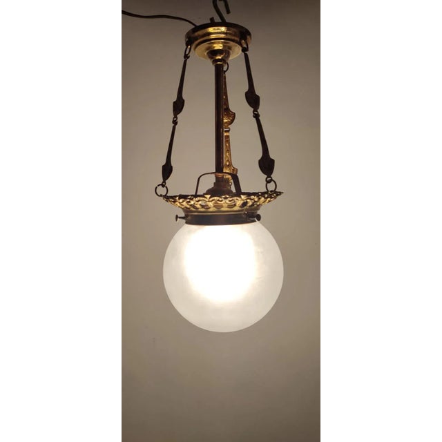 Mid-Century Modern Brass Ceiling Lamp, Spain, 1950s For Sale - Image 3 of 7