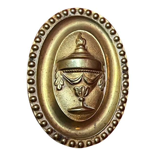 Antique Early 19th Century American Federal Neoclassical Brass Mirror Support or Picture Hook With Urn Decoration Circa 1810 - 1820 For Sale