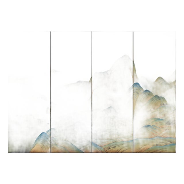 Hand-Painted Chinese Landscape Wallpaper | Chinoiserie Mural | Custom Luxury Wall Mural for Living Room For Sale