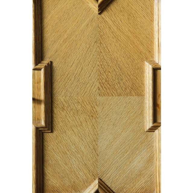 Wood Vintage Oak Brutalist Display Cabinet with Leaded Glass in the style of Kjærnulf, Denmark, 1960s For Sale - Image 7 of 18