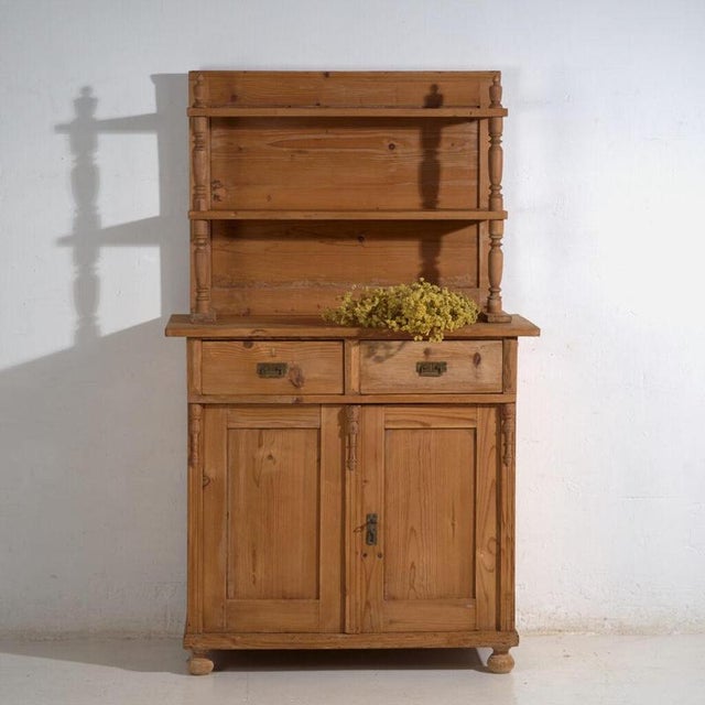 Rustic Antique Pine Kitchen Cupboard For Sale - Image 3 of 5
