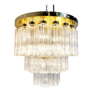 Flush Mount Chandelier from Glashütte Limburg, 1970s For Sale