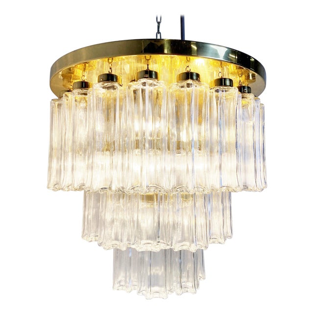 Flush Mount Chandelier from Glashütte Limburg, 1970s For Sale