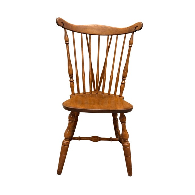 Mid 20th Century Set of 4 Cherry Brace Back Windsor Style Dining Chairs by S. Bent & Bros., Inc. For Sale - Image 4 of 12