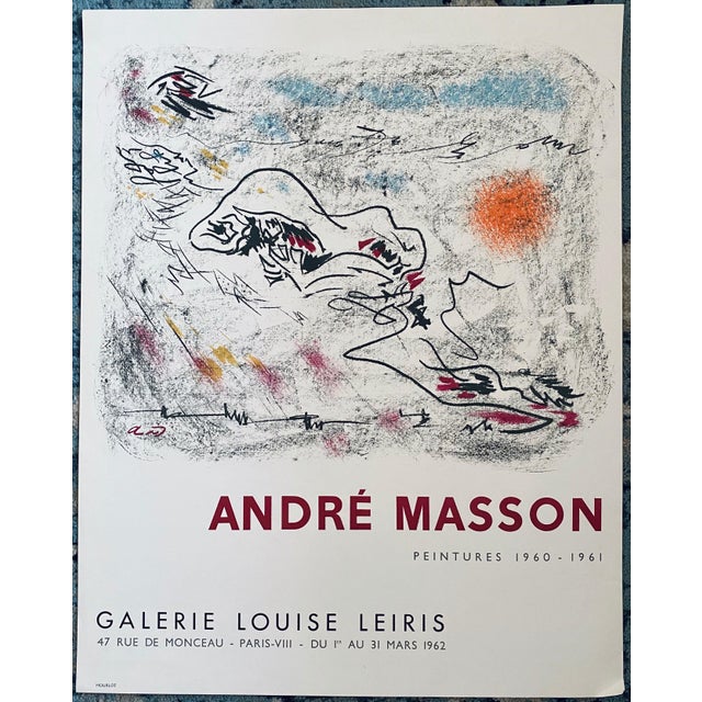 Printmaking Materials André Masson, French Abstract Surrealist Vintage Lithograph Mourlot Poster Andre Masson, 1962 For Sale - Image 7 of 7