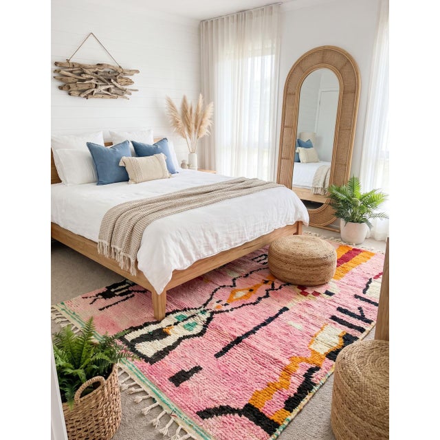 Pink Pink Handwoven Berber Wool Rug - 9.5 X 6.5 Ft For Sale - Image 8 of 8