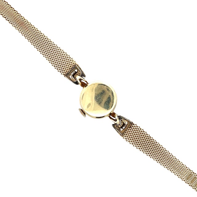 Gold Mid 20th Century Omega 14k Yellow Gold Manual Wind Ladies Wrist Watch For Sale - Image 8 of 11