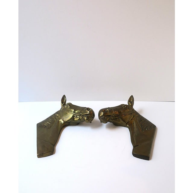 Brass Horse Head Bust Wall Sculptures, Pair, Circa Mid-20th Century For Sale - Image 8 of 10