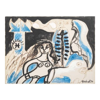 Walter Gaudnek "Study for Madonna With Totem" Oil For Sale
