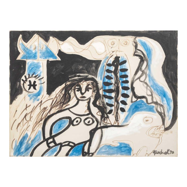 Walter Gaudnek "Study for Madonna With Totem" Oil For Sale