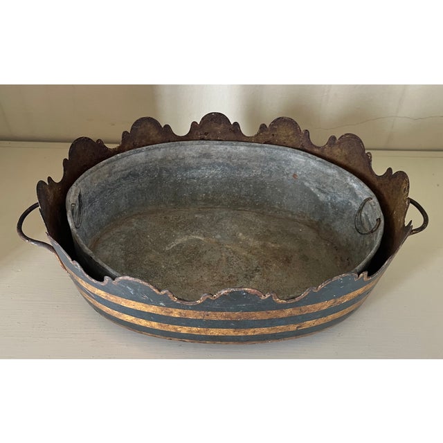 Metal Antique Early 19th Century French Tole Monteith or Jardiniere Cachepot For Sale - Image 7 of 15