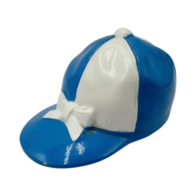 Vintage Equestrian Jockey Cap Bottle Opener Blue & White For Sale - Image 13 of 13