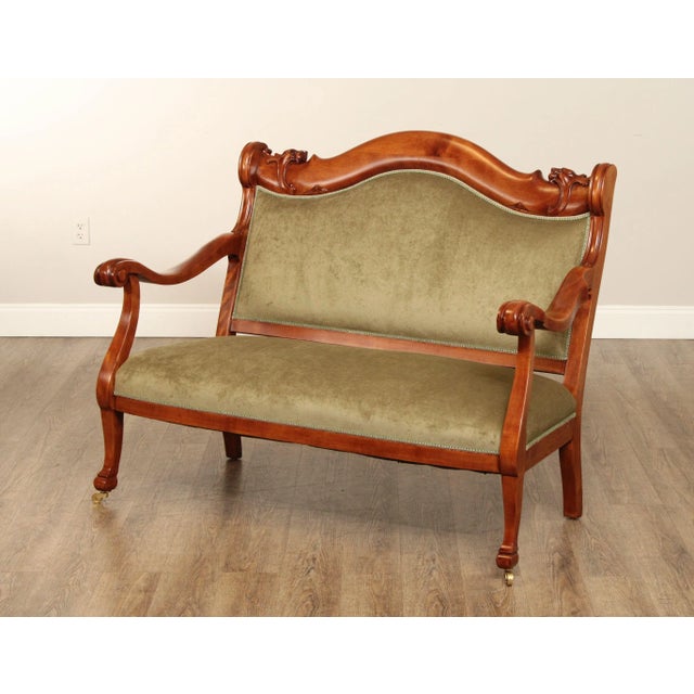 Wood Antique Victorian Lion Head Carved Settee For Sale - Image 7 of 12