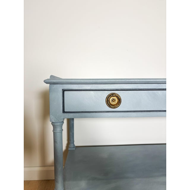 1920s Dusty Blue French Style Side Table, Newly Refinished For Sale - Image 9 of 14