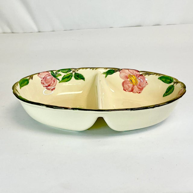 Mid-Century Americana Boho Chic Franciscan Desert Rose Oval Divided Serving Bowl For Sale - Image 9 of 10