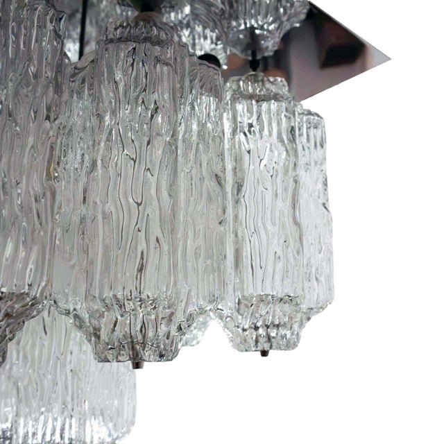 Silver Large Vintage Ceiling Light with 32 Textured Glass Elements by J. T. Kalmar for Stölzle, 1970s For Sale - Image 8 of 11