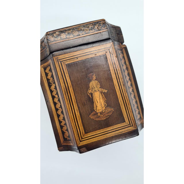 Antique Inlaid Wooden Tea Box, 19th Century For Sale - Image 12 of 14