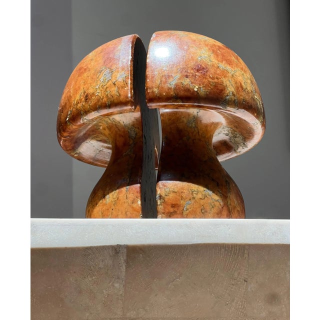 Mid-Century Modern Vintage Italian Alabaster Mushroom Bookends, Circa 1960 - A Pair For Sale - Image 3 of 10