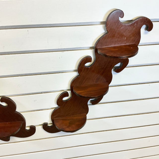 1940s Vintage Americana Boho Chic Folk Art Wall Mounted Display Shelves - A Pair For Sale - Image 4 of 10