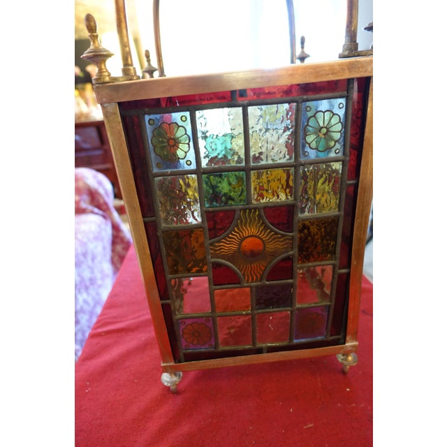 Vintage Art Deco Stained Glass Pendant Light, 1930s For Sale - Image 4 of 7