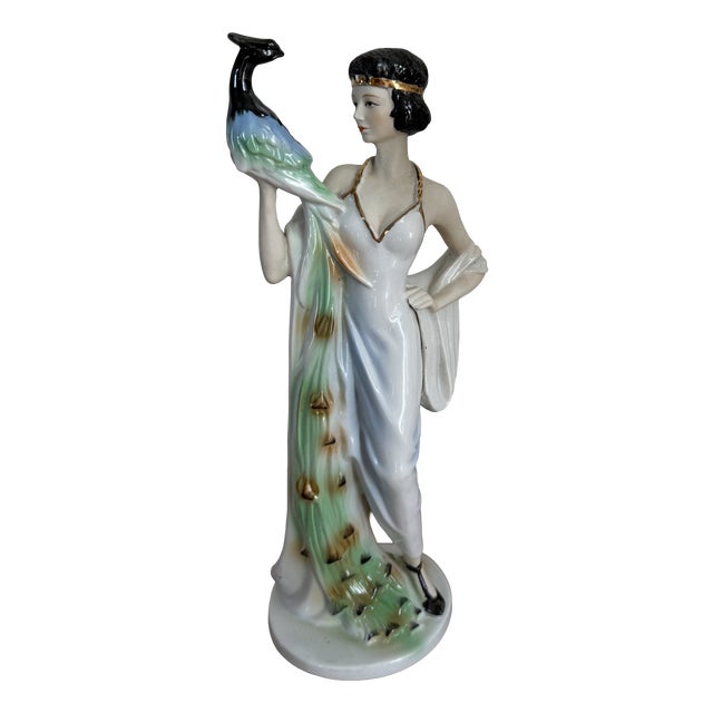 Vintage Peacock Lady Figurine For Sale