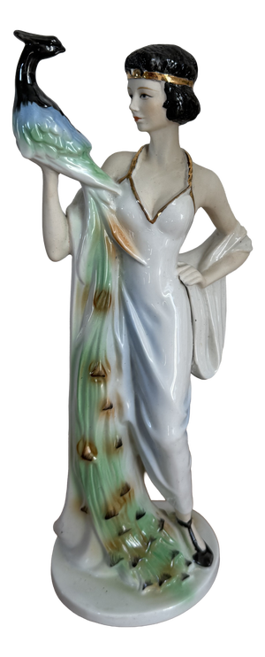 Vintage Peacock Lady Figurine