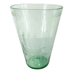 18th Century Georgian Blown and Etched Glass Beaker Cup With Tall Ship