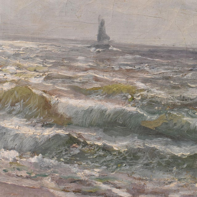 Kees Terlouw, Waves and Sailing Boat, Oil on Canvas, 20th Century, Framed For Sale - Image 7 of 10