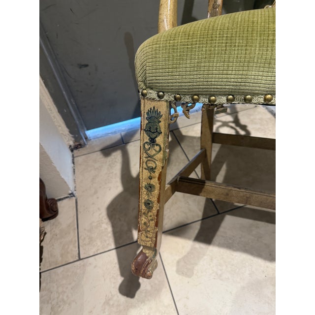 Chinese Chippendale Arm Chair Hand Painted For Sale - Image 12 of 18