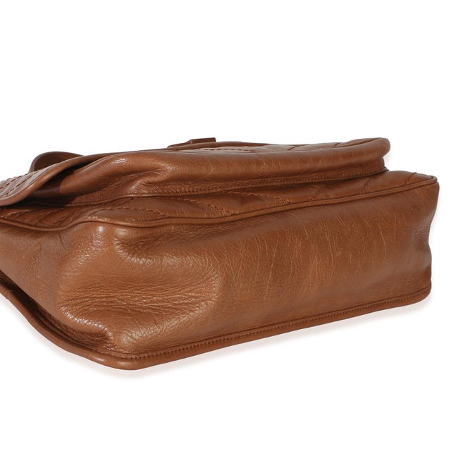Caramel Crinkled Calfskin Matelasse Medium Niki Chain Satchel For Sale In New York - Image 6 of 9