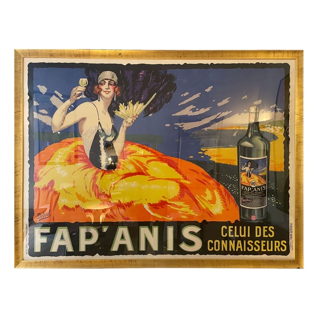 Large-Format Art Deco Fap'Anis Lithograph Poster after Henri Delval, 1925 For Sale