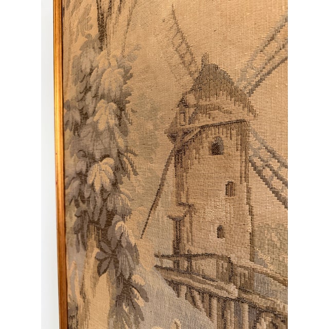 French Country Vintage French Pastoral Jacquard Tapestry in Giltwood Frame For Sale - Image 3 of 7