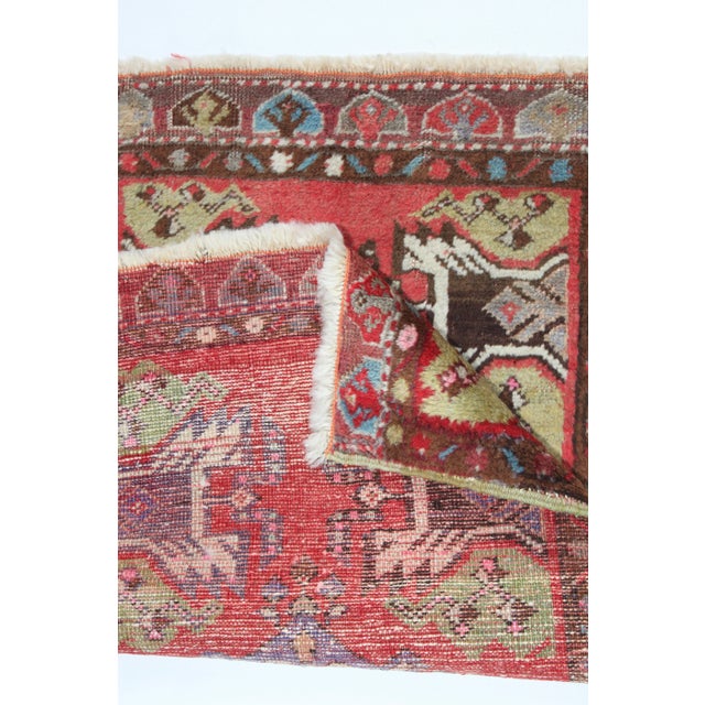 Mid 20th Century Handmade Turkish Red Color Door Mat Size -20'' X 33'' For Sale - Image 4 of 8