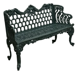 Vintage Green Cast Aluminum Outdoor Bench