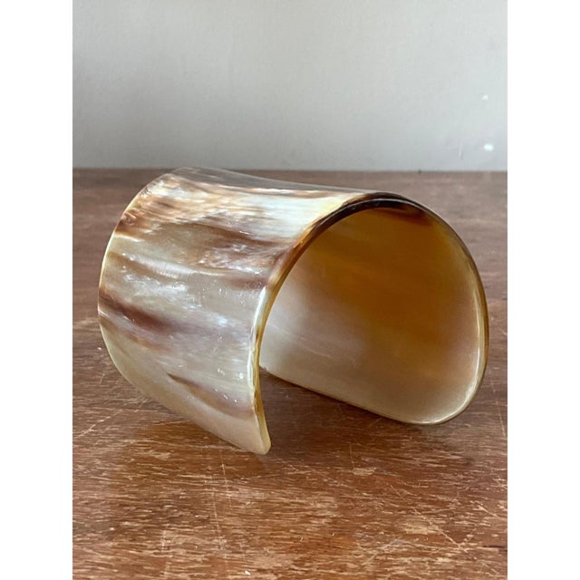 1970s Vintage Faux Buffalo Horn Resin Cuff For Sale - Image 5 of 12