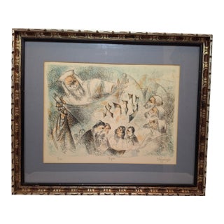 1970s Chaim Gross Limited Color Lithograph 'Prophet Ezra' Judaica Print Signed, Number For Sale