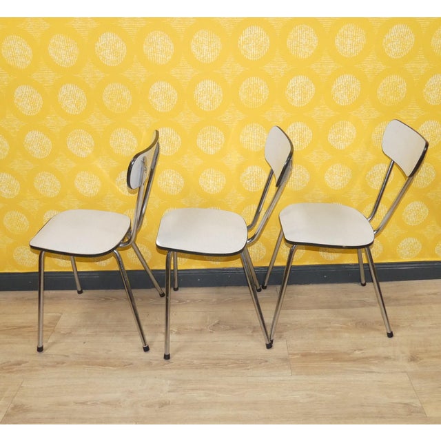 Vintage Treasure 1950s and 1960s Classic Small, elegant kitchen chair with a delicate look Set of three Shiny chrome and...