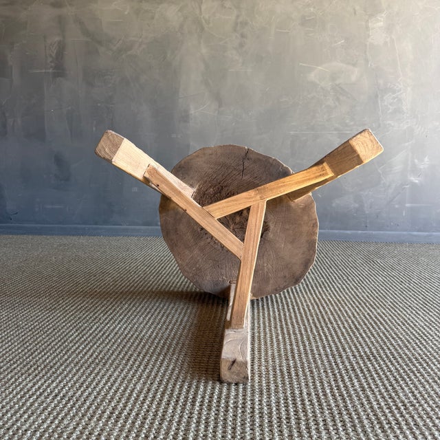 Late 20th Century Vintage Elm Wood Chop Block Table #T27 For Sale - Image 5 of 8