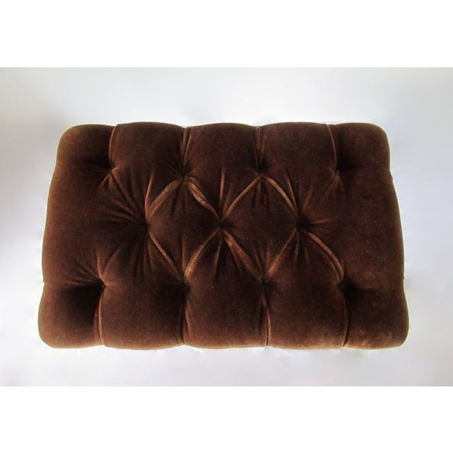 Coffee C.1980's Erwin Lambeth Design for Tomlinson Furniture Chippendale Mohair Button-Tuffted Ottoman For Sale - Image 8 of 14
