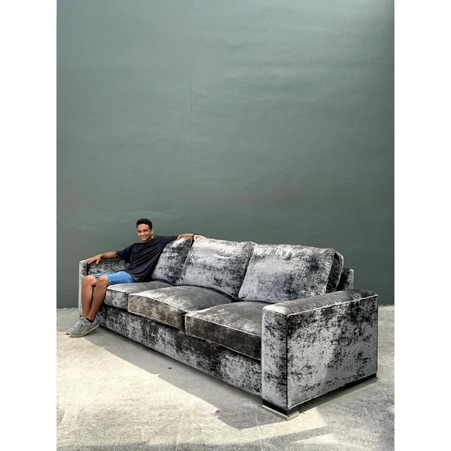 Vintage Monumental Swaim Velvet Sofa For Sale In West Palm - Image 6 of 16