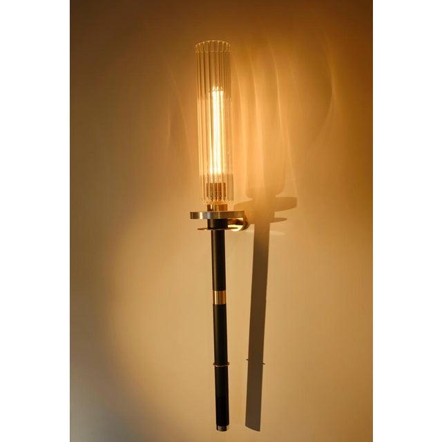 Contemporary Torca I Wall Lamp in Brass with Aluminum and Fluted Glass by Marine Breynaert For Sale - Image 3 of 12