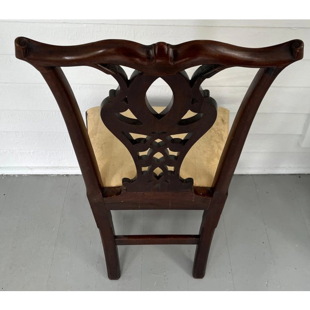 Brown Antique 18th Century American Chippendale Carved Ribbon Back Mahogany Side Chair For Sale - Image 8 of 13