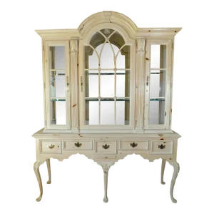 Large Scale Link-Taylor Pine Wood Glass Mirrored & Lighted China Cabinet